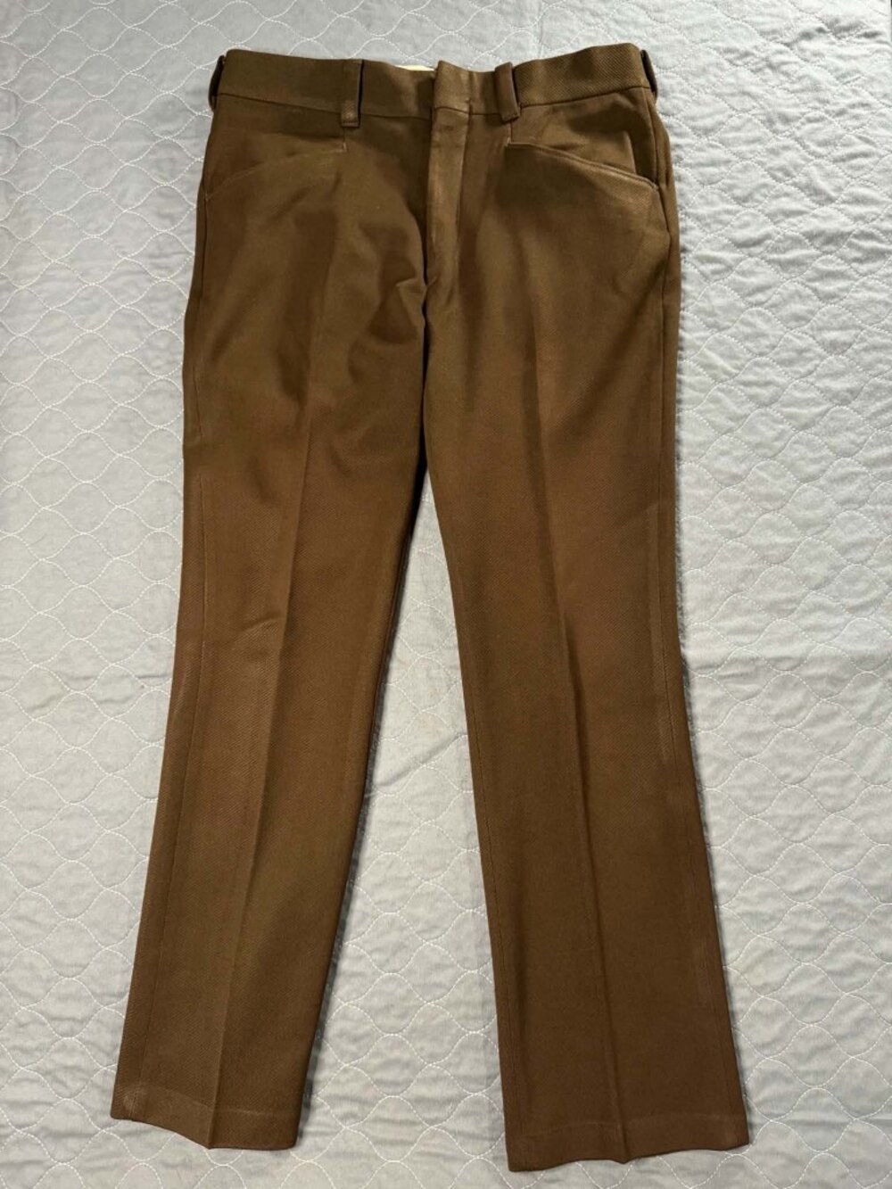 Vintage 1970s Mens Brown Polyester Pants 30x29 Disco Western Rockabilly Flare